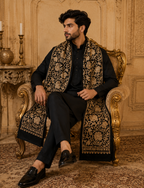 MIDNIGHT GULBAHAR EMBROIDERED STOLE MEN