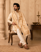 IVORY GULBAHAR EMBROIDERED STOLE MEN