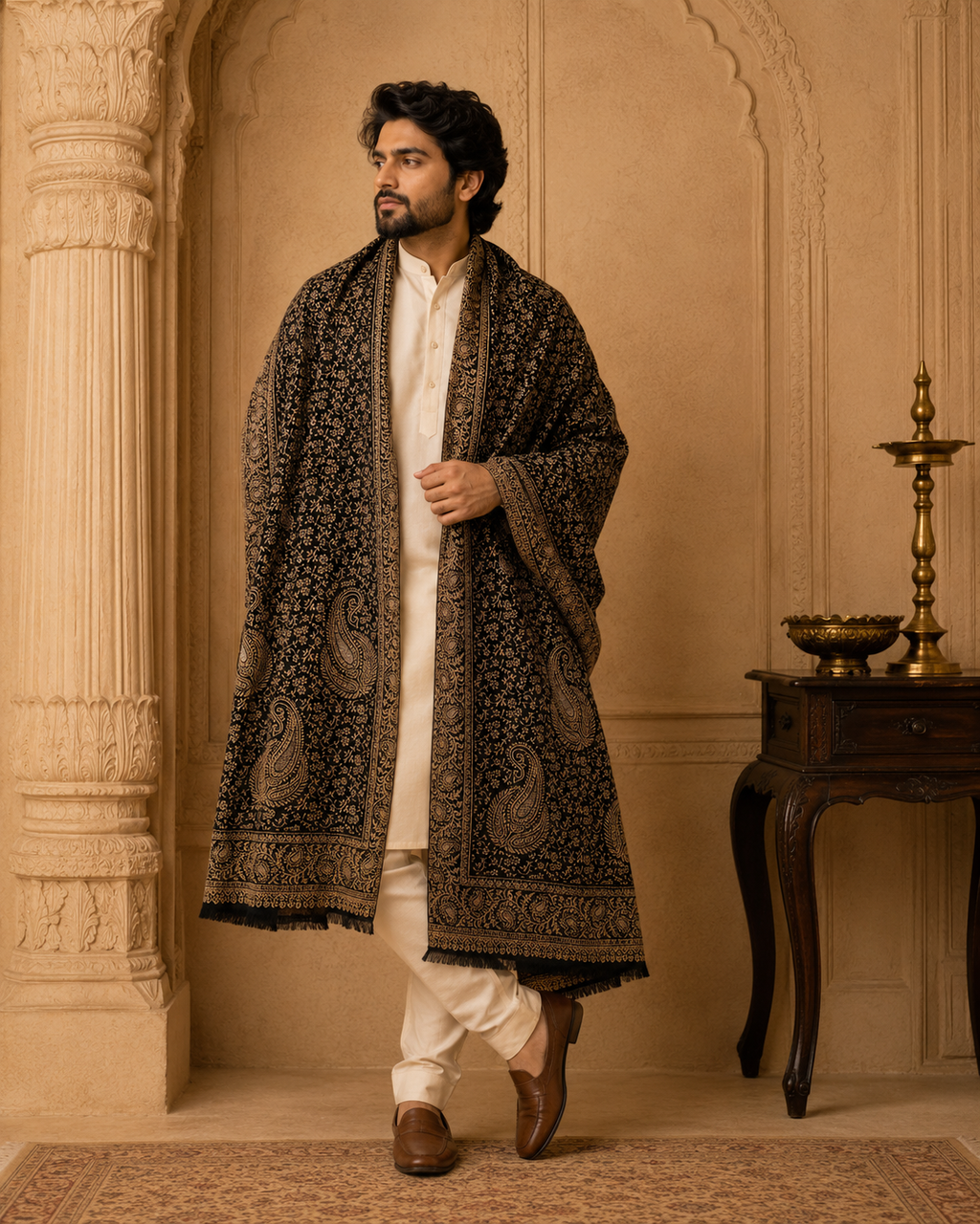 NOIR PAISLEY HERITAGE SHAWL MEN