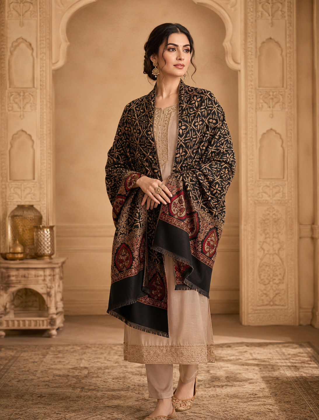 NOIR MOSAIC HERITAGE SHAWL WOMEN