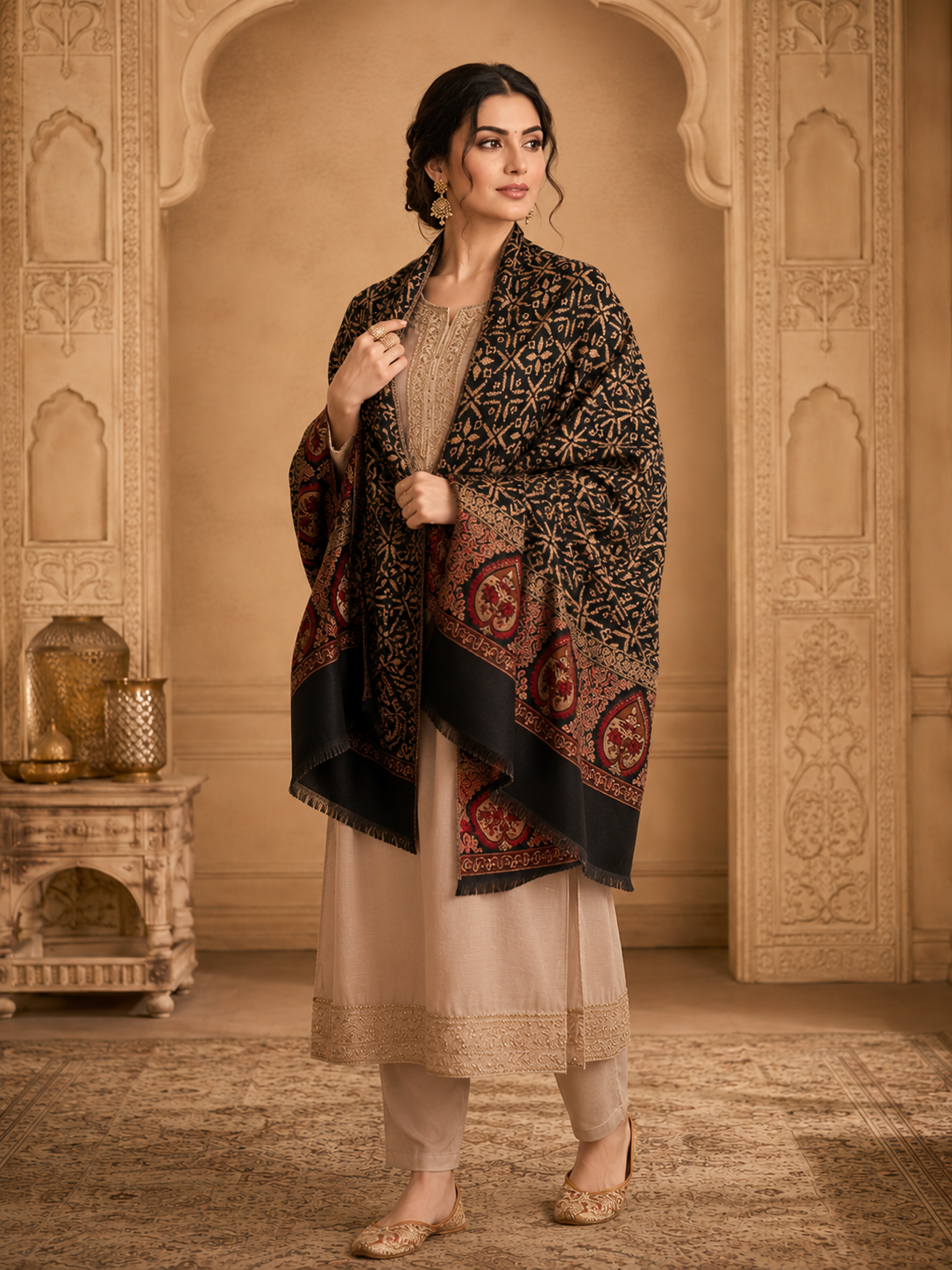 NOIR MOSAIC HERITAGE SHAWL WOMEN