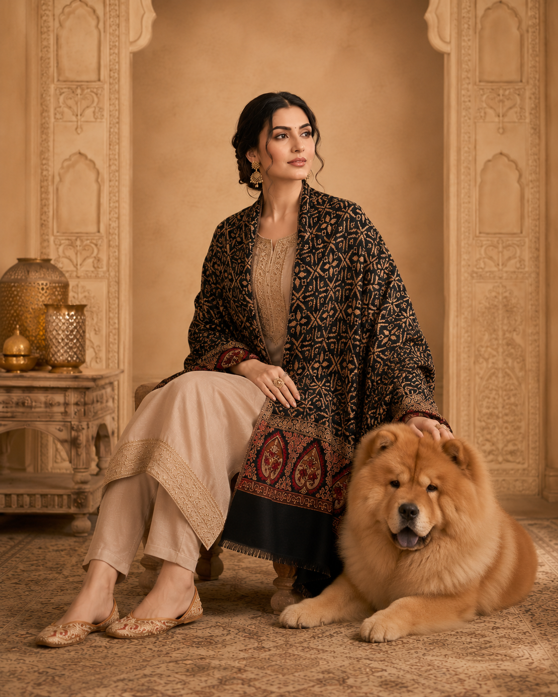 NOIR MOSAIC HERITAGE SHAWL WOMEN
