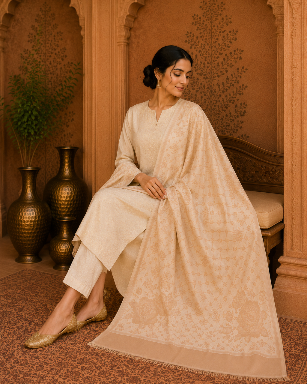 LUXURY PAISLEY JACQUARD SHAWL WOMEN