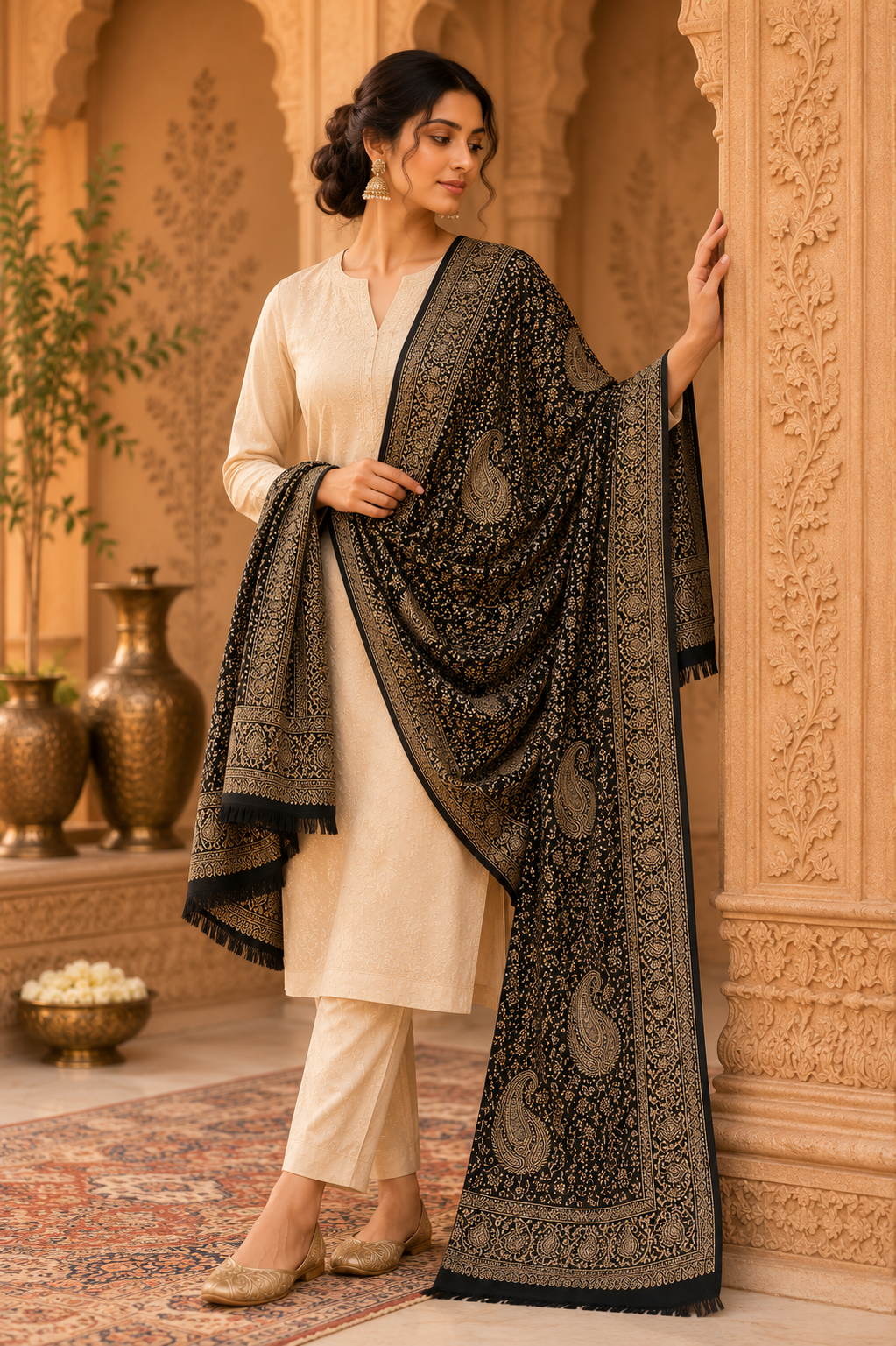 NOIR PAISLEY HERITAGE SHAWL WOMEN