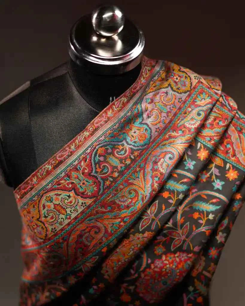 BLACK KASHMIRI KANI SHAWL, WOMEN