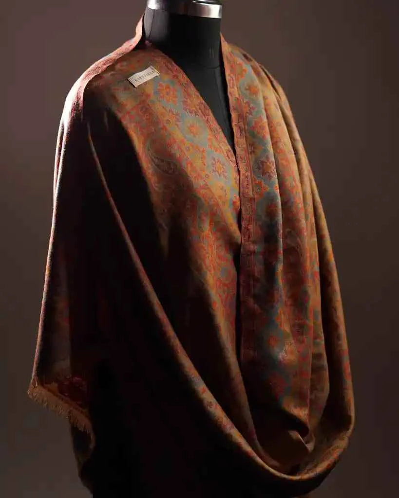 BROWN KASHMIRI KANI SHAWL WOMEN