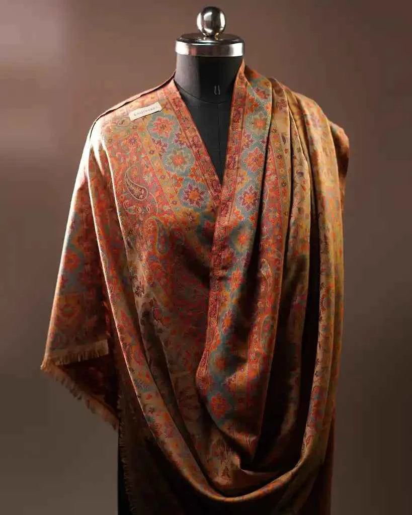 BROWN KASHMIRI KANI SHAWL WOMEN